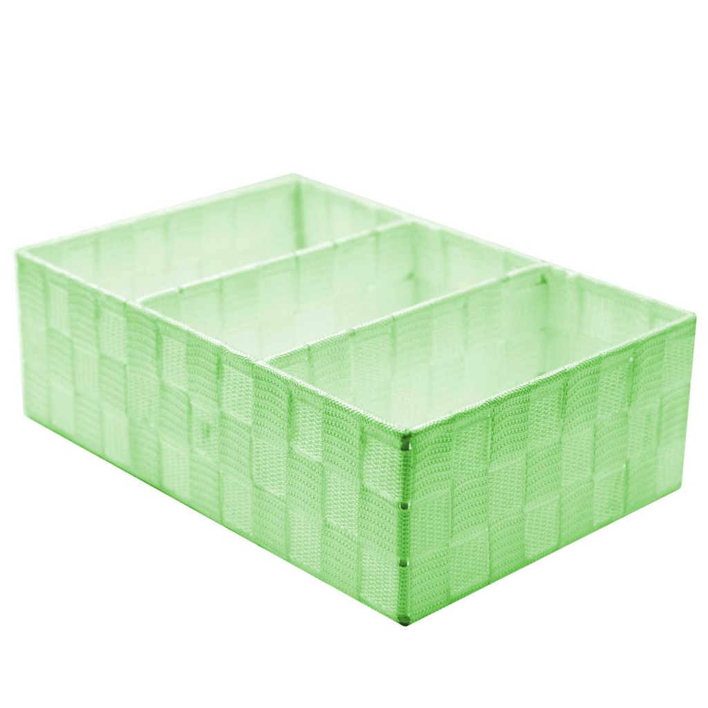 Cassetto poliestere verde chiaro 3 scomparti rettangolare cm 31x21h10