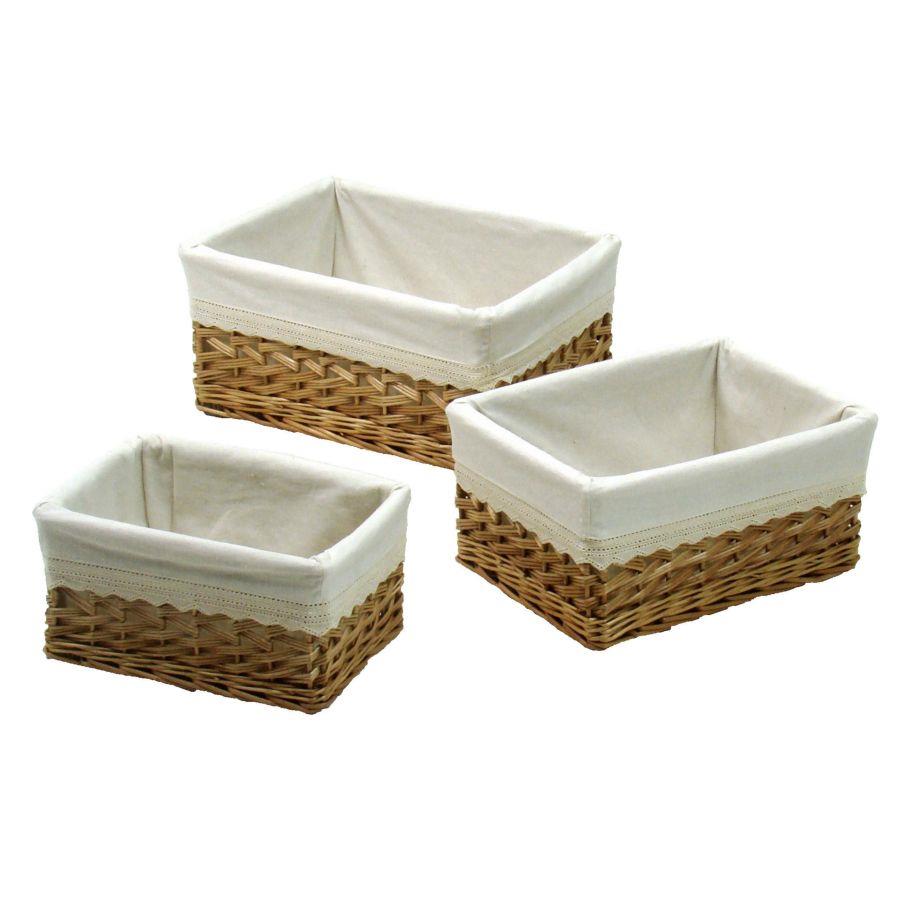 Cassetto vimini fodera pizzo 1-3 rettangolare cm 42x31h19