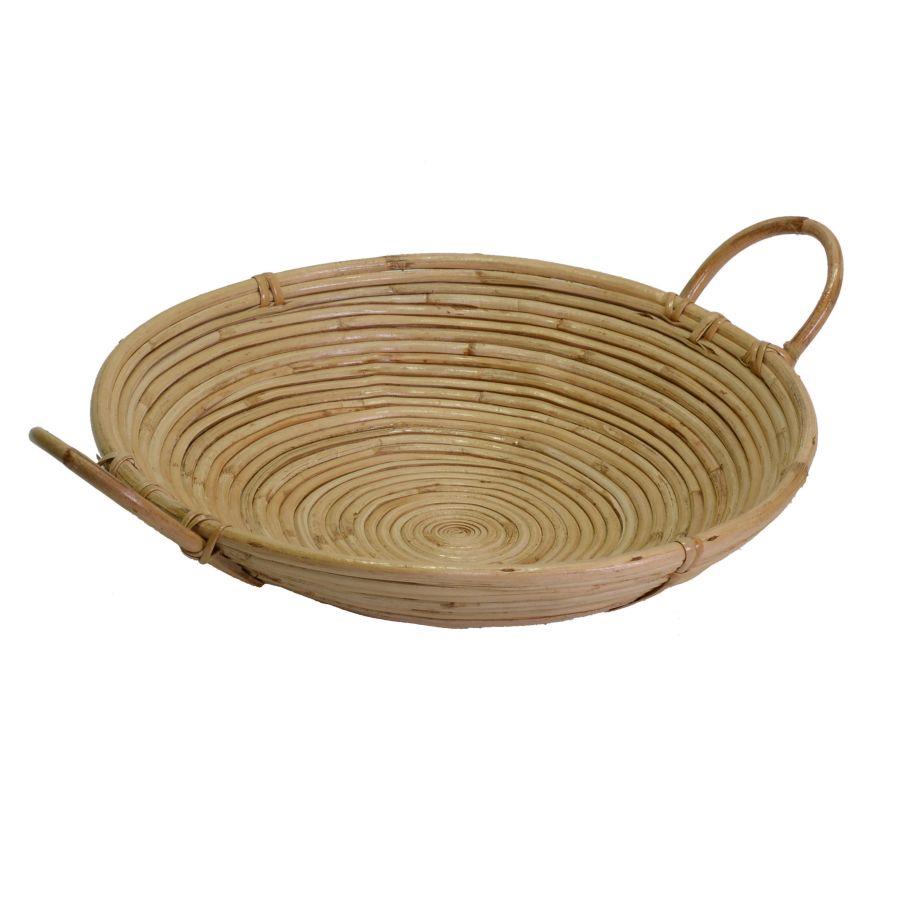 Cesta giunco naturale con manici tondo cmø40xh10x40