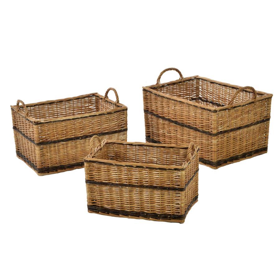 Cesta portalegna vimini 1-3 bollito c/manici rettangolare cm 61