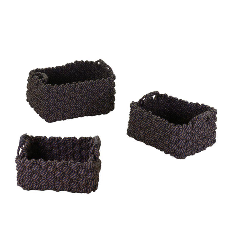 Cesta tessuto 1-3 crema blu rettangolare cm40x30h23
