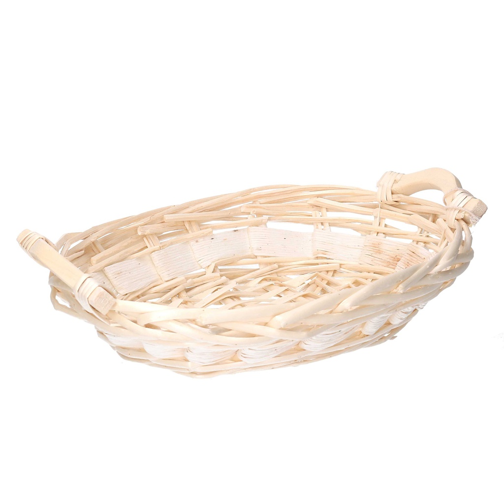 Cesta vimini bianco noce rettangolare cm48-52x36h13