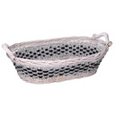 Cesta vimini intreccio azzurro bianco ovale cm67/75x42h12