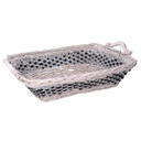 Cesta vimini intreccio azzurro bianco rettangolare cm46/54x36h13