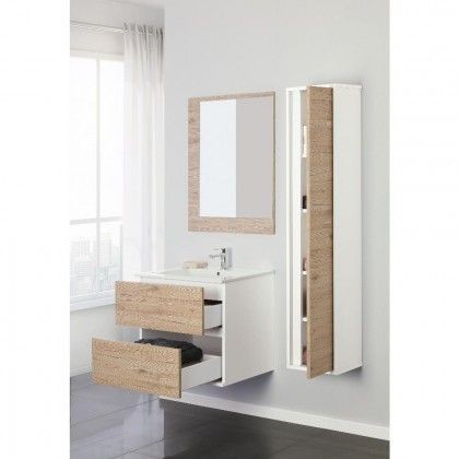 Composizione Bagno due cassetti Linea Fabula Bianco-Rovere Chiaro 60x47x h57cm