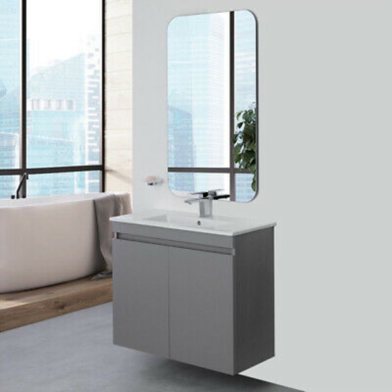 Composizione bagno a sospensione  SLIM Linea Pastello colore Grigio Medio 80x37x h69 cm