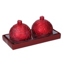 Confezione 2 pezzi candela paraffina sfera rosso cm ø7,5h7,5