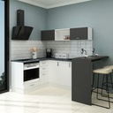 (10c) Cucina Angolare Matera 180x160 con Penisola Reversibile Bianca e Nera