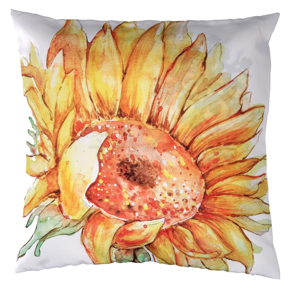 Cuscino tessuto con girasole bianco cm 43x43