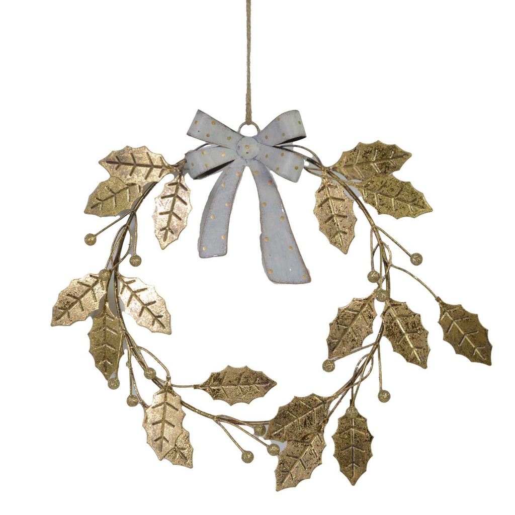 Decorazione metallo ghirlanda oro cm24x3x27