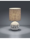 Lampada Da Tavolo Esna Ceramica &quot;LOVE&quot; E Paralume Cappuccino Ø16 cm Trio Lighting