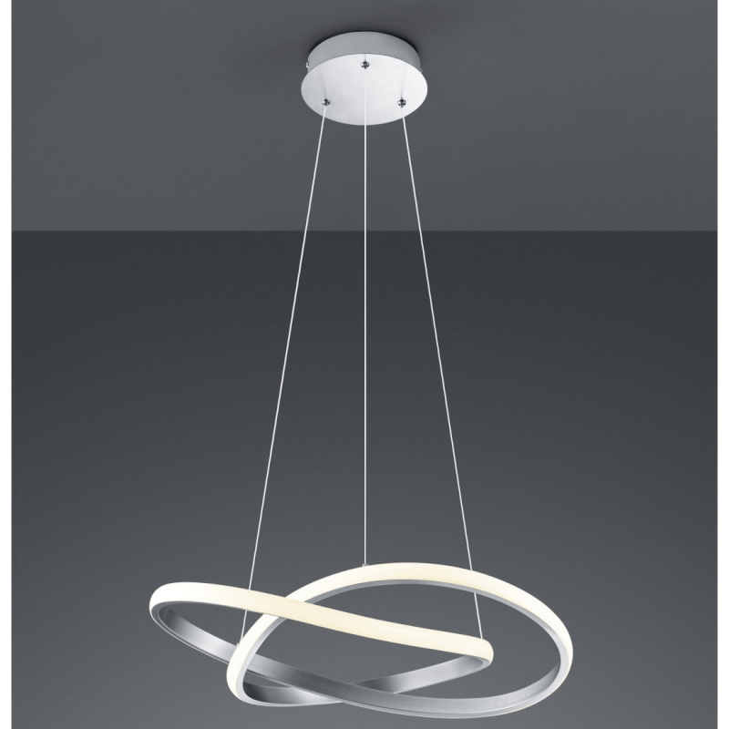 Lampadario Design Moderno Course Nichel Led Dimmer 4000K Ø60 Cm Trio Lighting