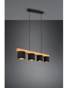 Lampadario Lineare Legno 4 Paralumi Nero Cameron Trio Lighting