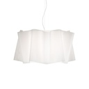 Lampadario a Sospensione 5 luci Bianco in Metallo cromato Cm. 60 x 32 h