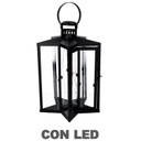 Lanterna led metallo stella nero cm27,5x27,5h42-48