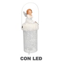 Lanterna metallo resina bianco con led angelo cmø11h28/33
