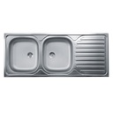 Lavello cucina due vasche con gocciolatoio dx acciaio da appoggio 50x120 cm(N127DX)