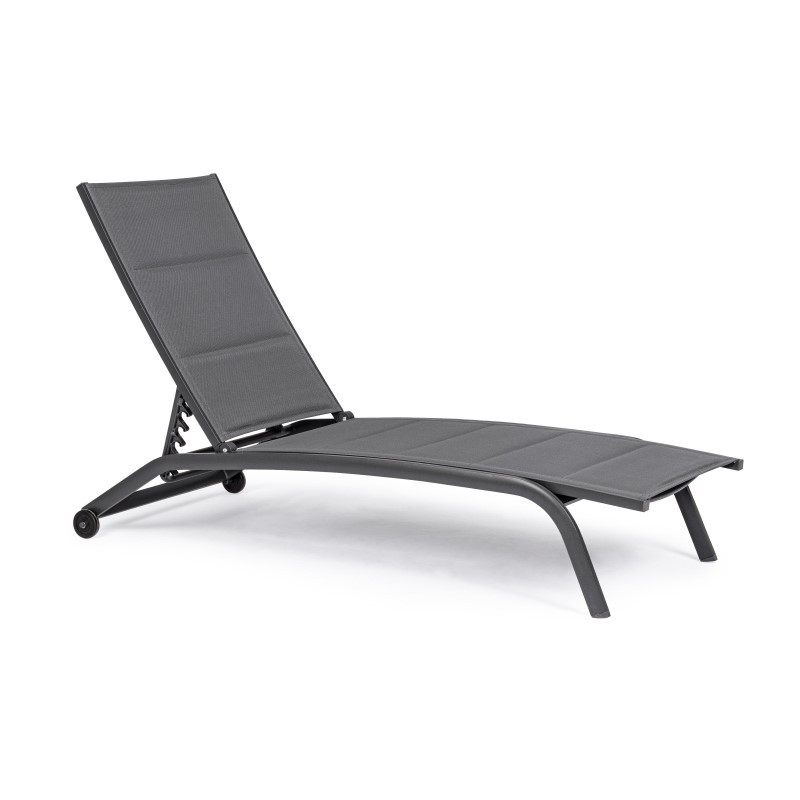 Lettino da giardino in alluminio con ruote Antracite CLEOPAS 61x192x h96 cm