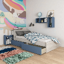 Letto singolo 1660 bianco celeste con comodino estraibile EFFEZ
