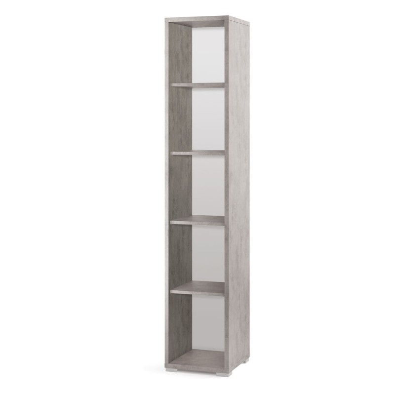 Libreria moderna alta in legno Beton Cemento quattro ripiani 39x41x h199 cm