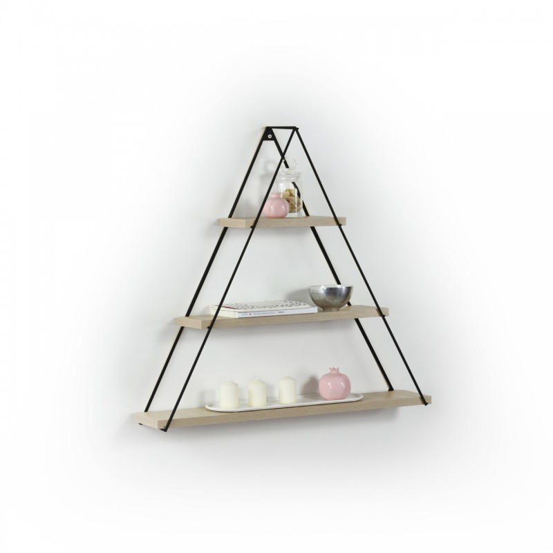Libreria muro triangolare bacheca piramide rovere nero cm 74 x 13 x 61 h