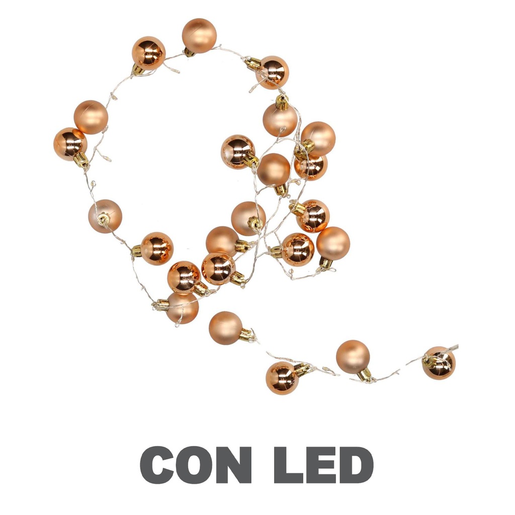 Luce filo sfera rame 48 led bianco caldo alimentazione fissa cm ø4x120