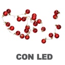 Luce filo sfera rosso 48 led bianco caldo alimentazione fissa cm ø4x120