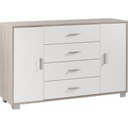 Madia due ante quattro cassetti Olmo Bianco 136x41x h86 cm