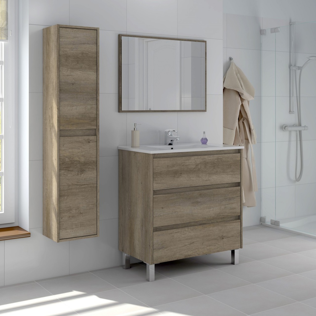 Mobile Bagno Dakota 3 Cassetti Cm.80 x 45 x 86h Rovere