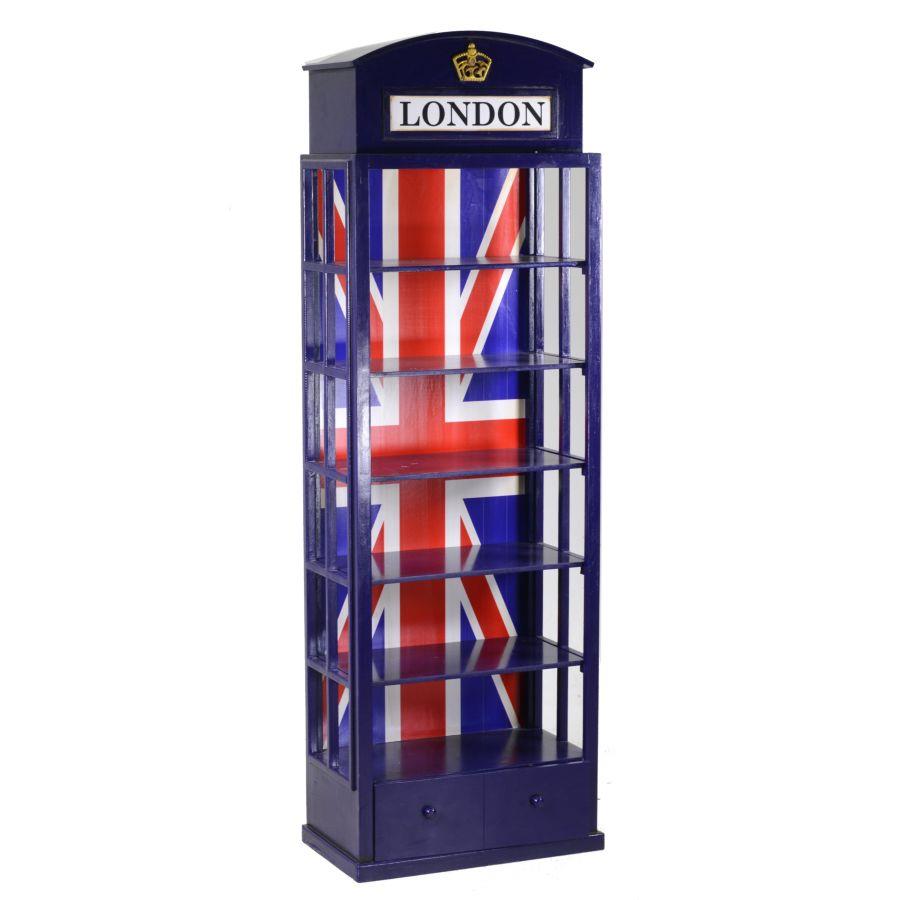 Mobile libreria blu 6 piani + 1 cassetto cm 48x27h146