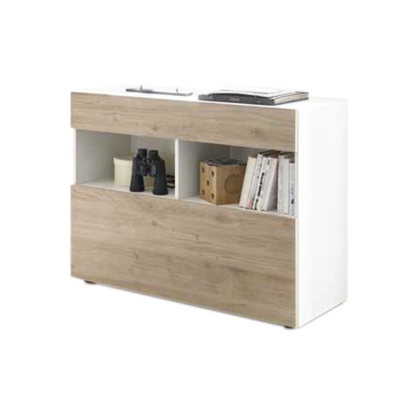 Mobile madia 1 cassetti 1 ribalta bianco-rovere 111x42xh 82 cm(ASTRAKATMBLRC-209007-05K)
