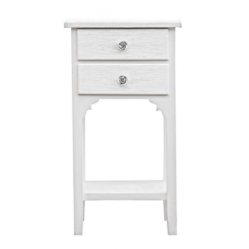 Mobiletto comodino in MDF due cassetti Bianco 37x26,5x h69,5 cm