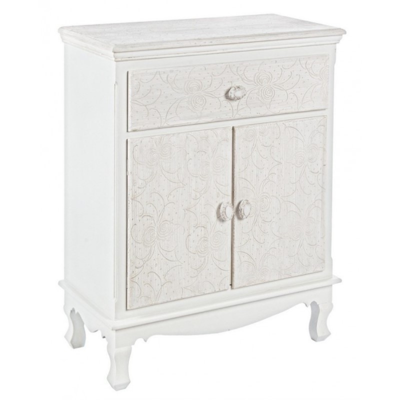 Mobiletto in MDF due ante un cassetto Bianco CLORINE 60x30x h78 cm