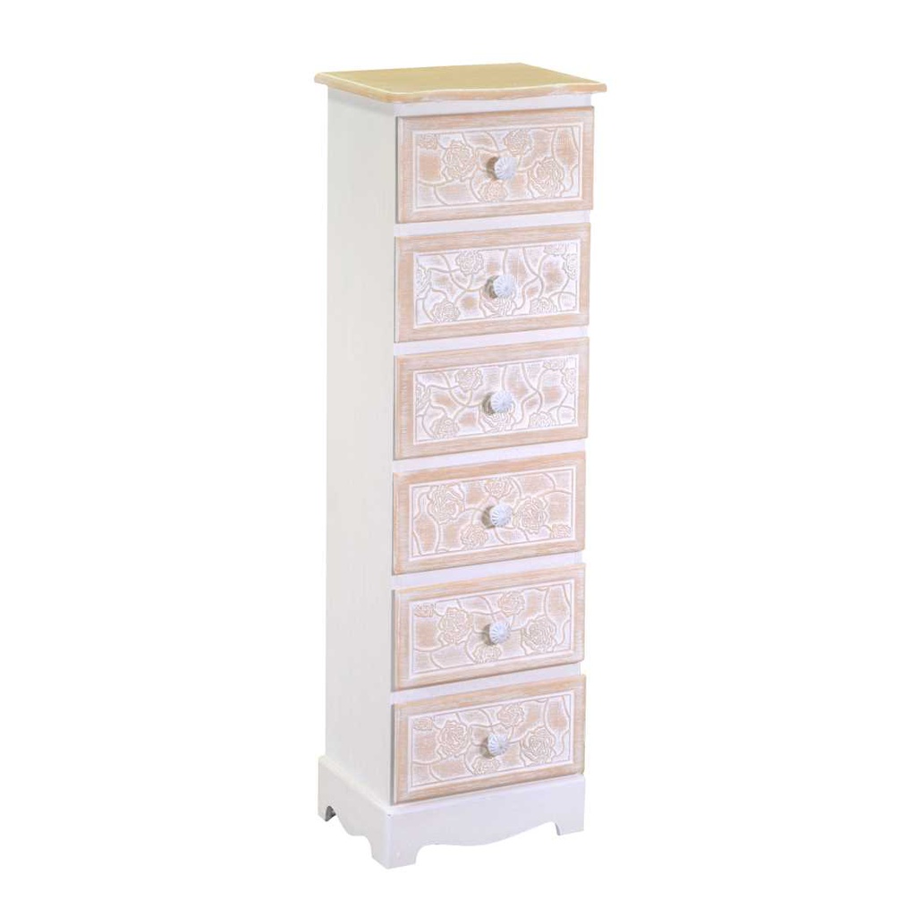 Mobiletto legno andorra 6 cassetti cm 29x23h95