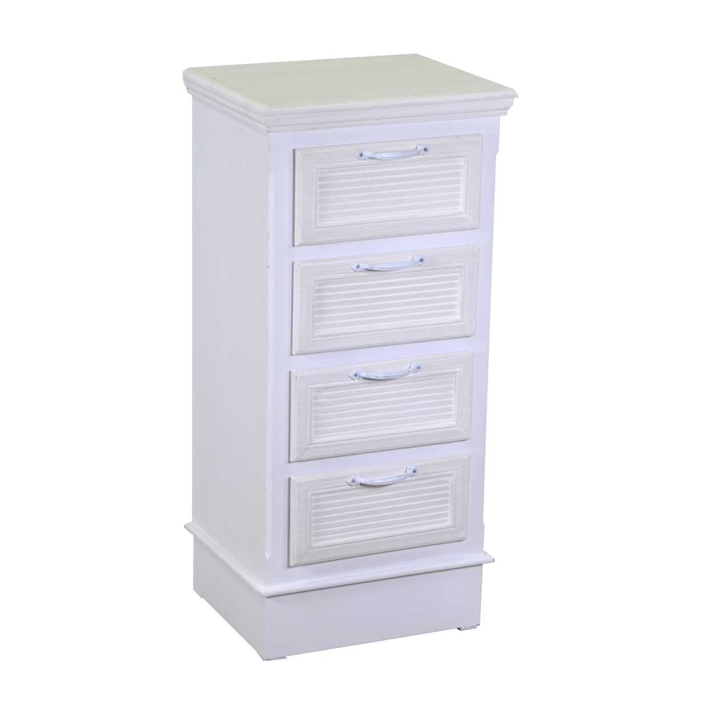 Mobiletto legno liverpool 4 cassetti bianco cm 37x30h79.5