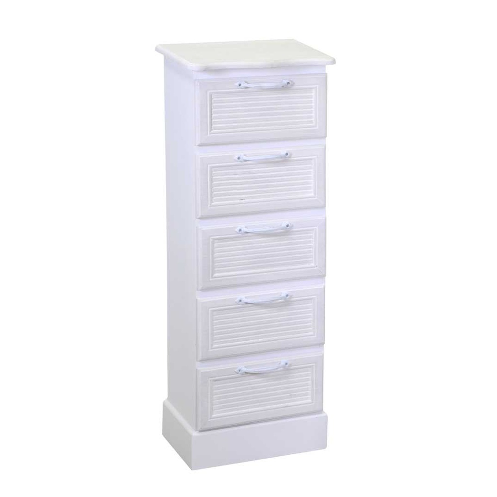 Mobiletto legno liverpool 5 cassetti bianco cm 29x23h81