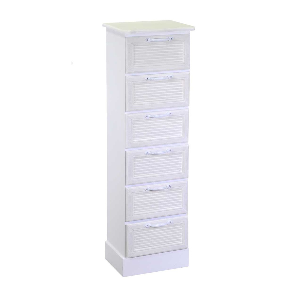 Mobiletto legno liverpool 6 cassetti bianco cm 29x23h95