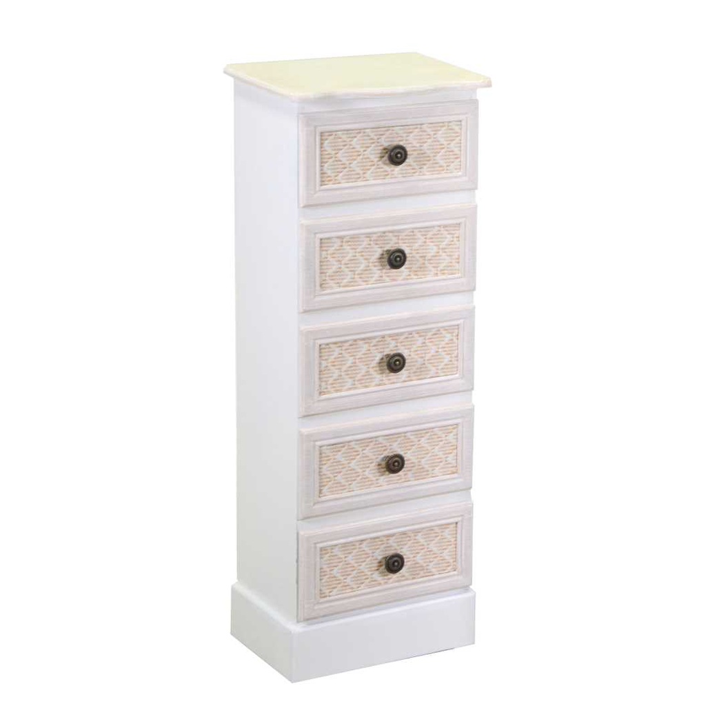 Mobiletto legno losanna 5 cassetti crema cm 29x23h81