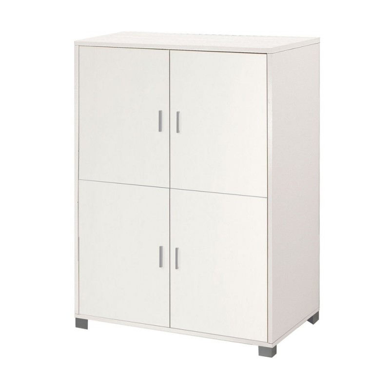 Mobiletto quattro ante con ripiani per ufficio Bianco Venato 107x41x h162 cm
