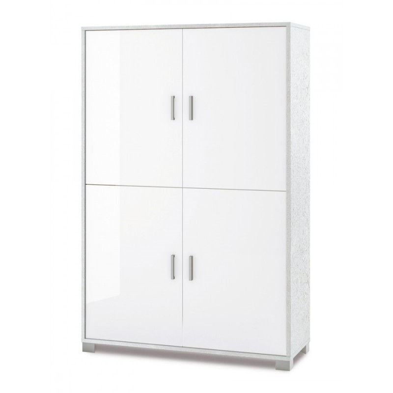 Mobiletto quattro ante con ripiani per ufficio Bianco107x41x h162 cm
