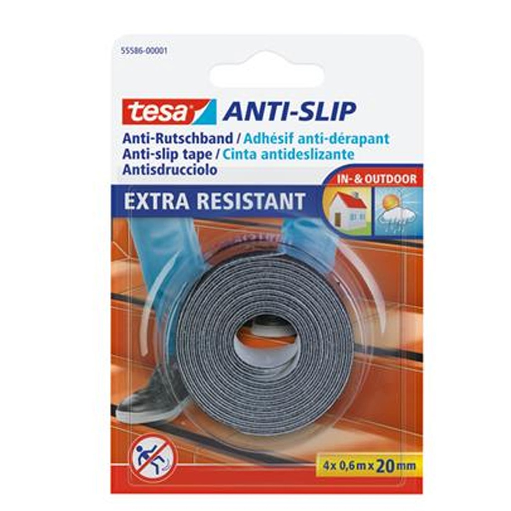 Nastro antiscivolo Tesa di alta qualità, resistente e sicuro, con spessore di 0,6 mm e lunghezza di 20 mt.