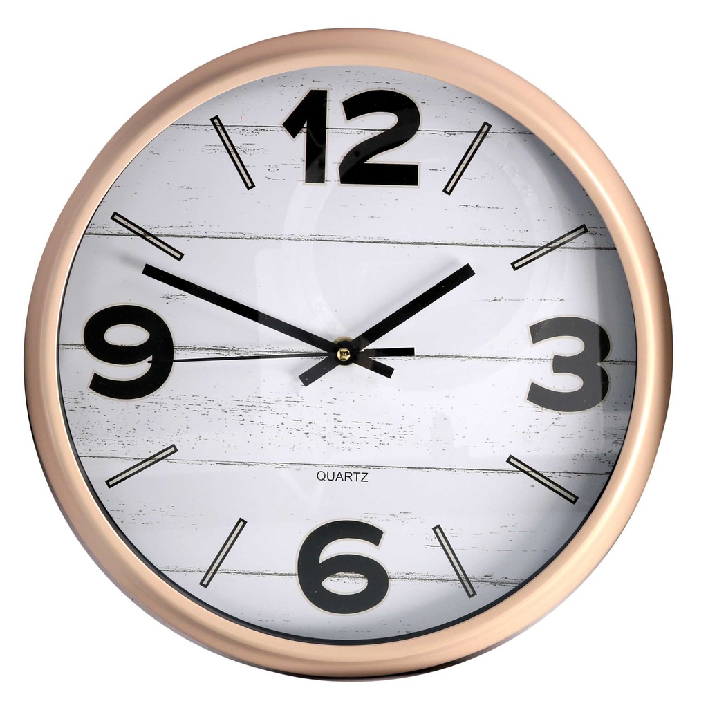 Orologio plastica bianco e ocra tondo cm ø30