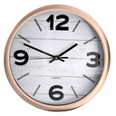 Orologio plastica bianco e ocra tondo cm ø30