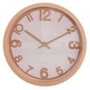 Orologio plastica effetto legno e tessuto naturale tondo cm ø31h4