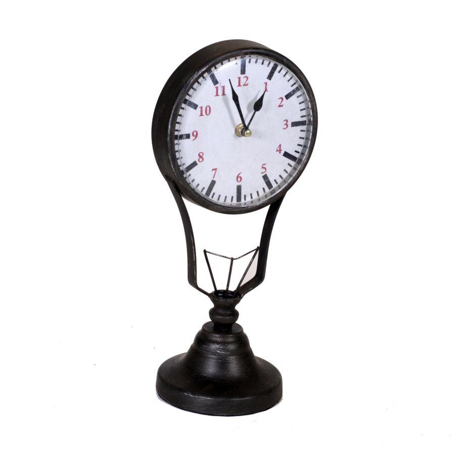 Orologio tavolo metallo nero lampadina cm24x15h48