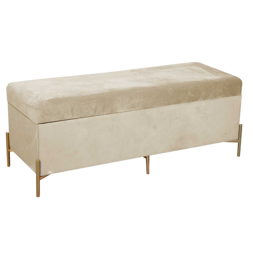 Panca contenitore velluto crema cm 115x40h45