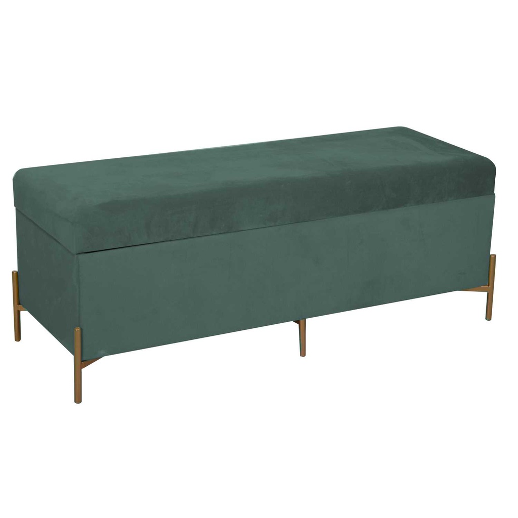Panca contenitore velluto verde salvia cm 115x40h45