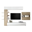 Parete attrezzata da soggiorno Bianco e rovere L.295xP30xh.187 cm