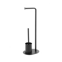 Piantana portascopino nera H 70 cm con porta carta igienica