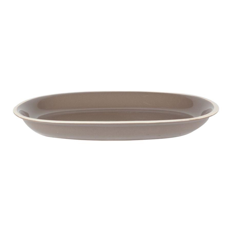 Piatto otello tortora crema ovale cm36x25,5h4,5